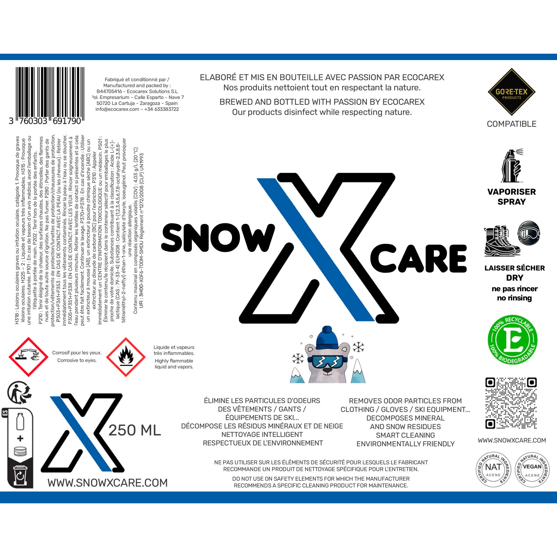 X-Care Snow - Limpiador de equipos de invierno - 250 ml