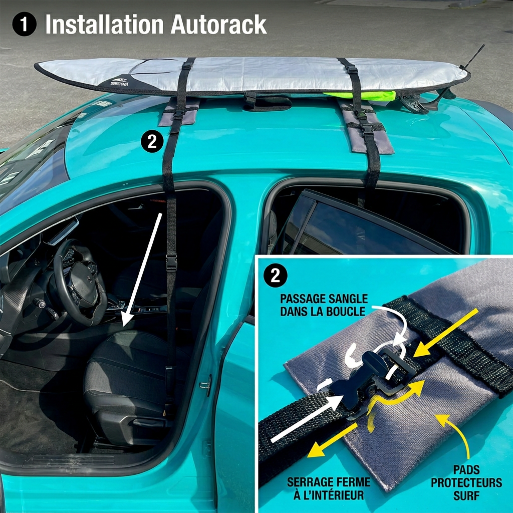 SURF SYSTEM Auto Racks Large - Portaequipajes de espuma (Surf, SUP, Longboard, Kayak)