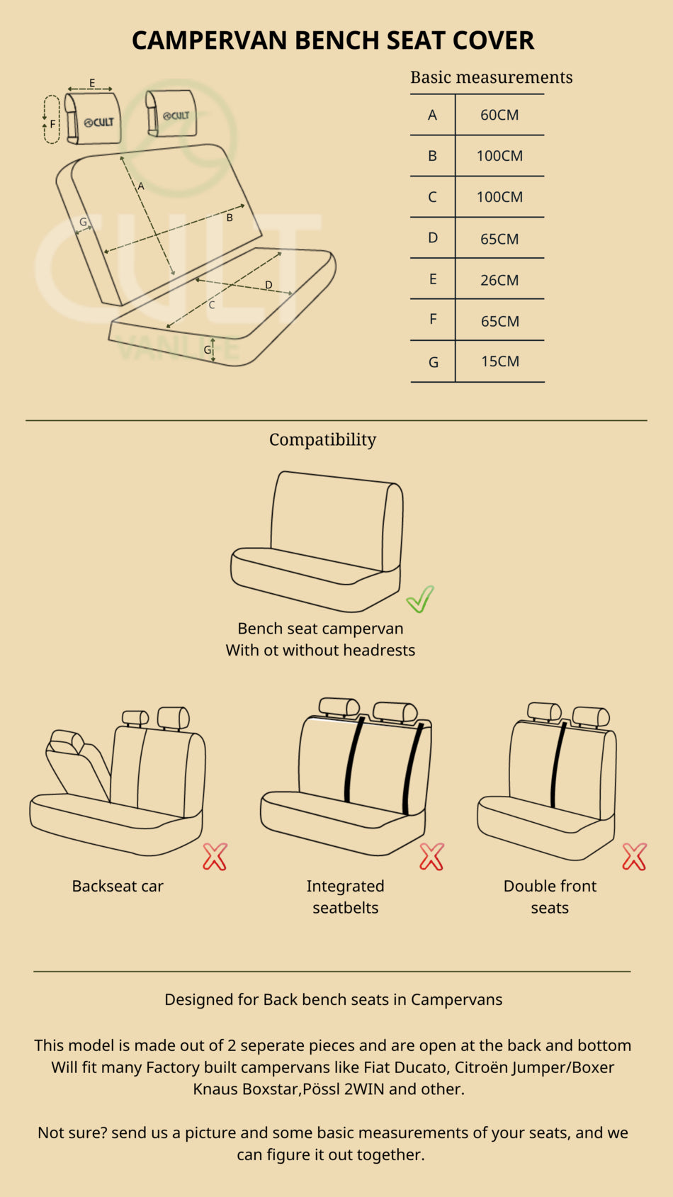 CULT - Housse protection Camper Van Bench Seat Cover - Aztec Brown