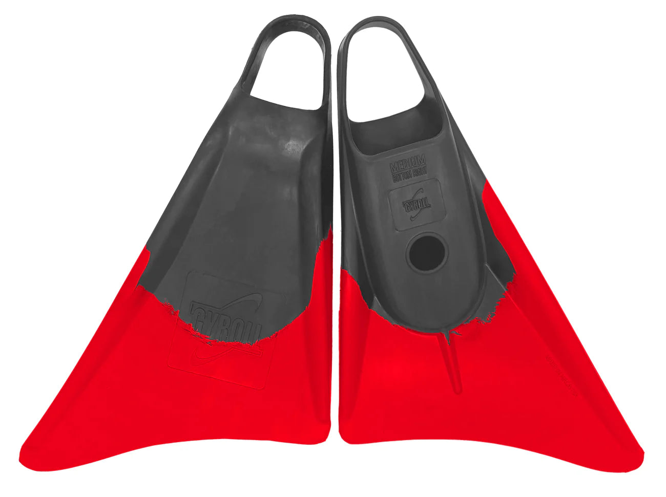 GYROLL - Bodysurf & Bodyboard Fins - Charcoal / Red