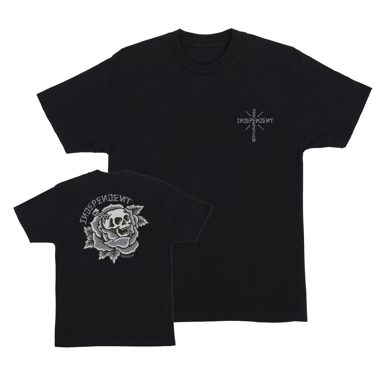 Independent - Camiseta con diseño de calavera y rosa  - Negro