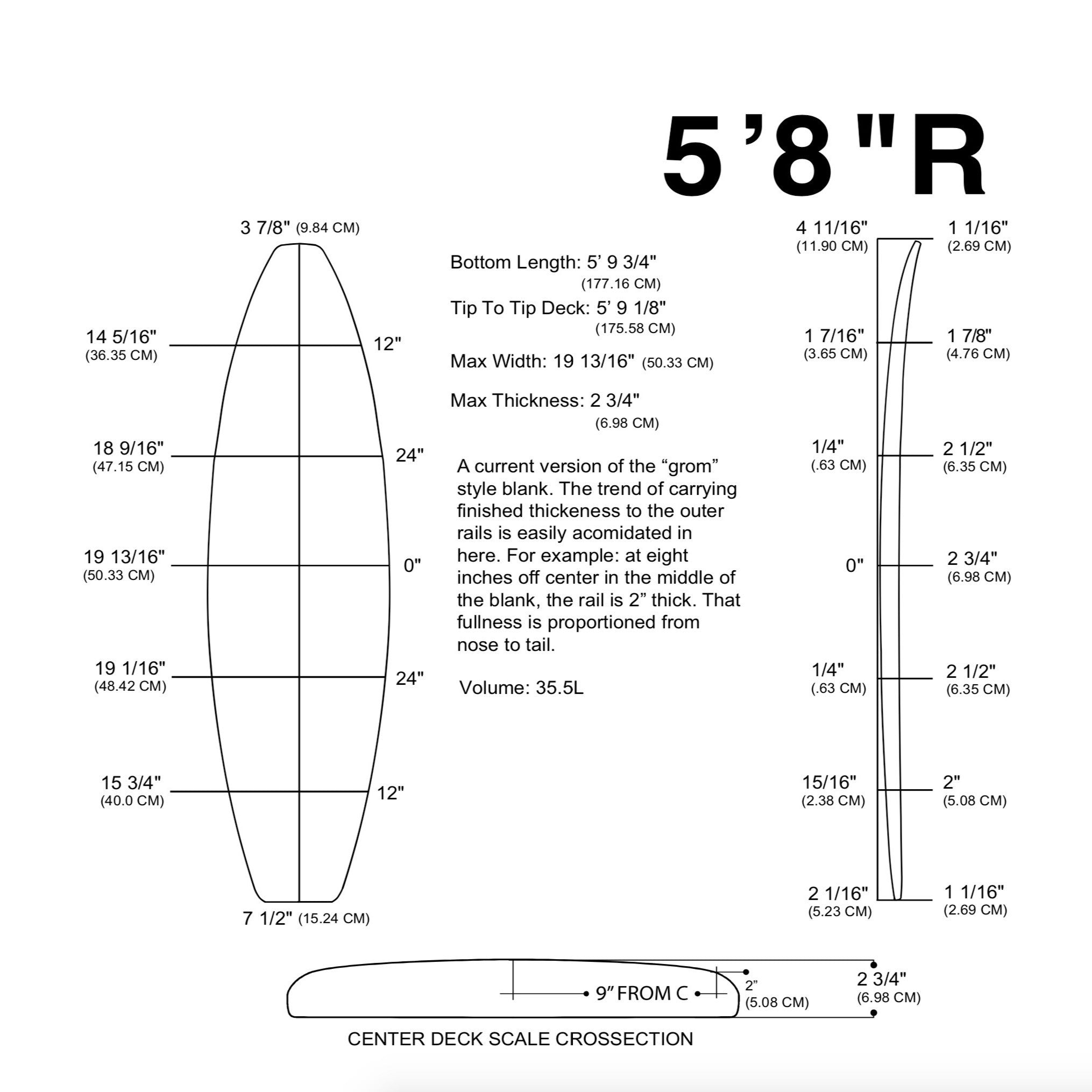 MILLENNIUM foam bar - 5'8" R BLUE 1/8" BASS