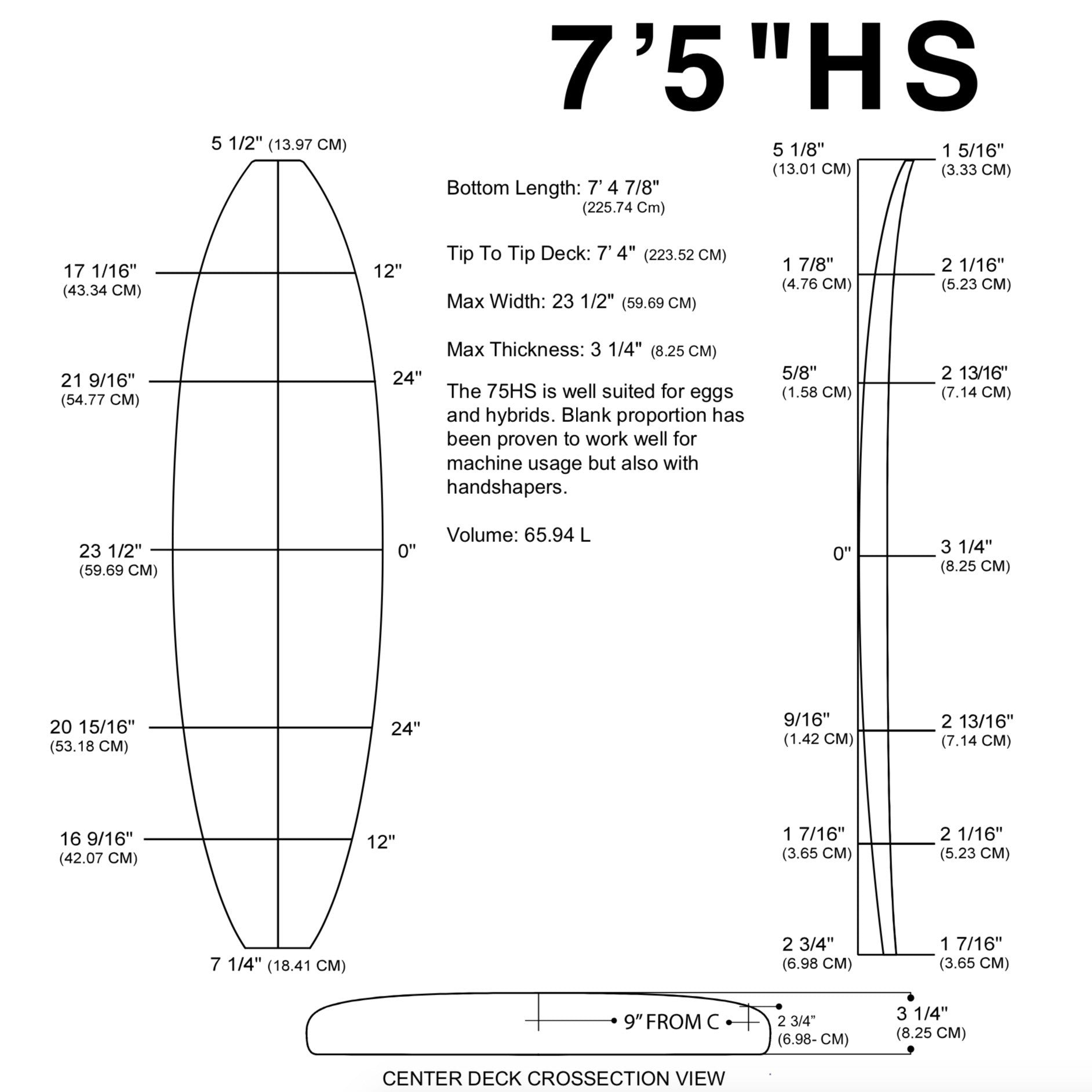 Pain de mousse MILLENNIUM - 7'5" HS MoB YELLOW 1/8" Ply - NATURAL rocker