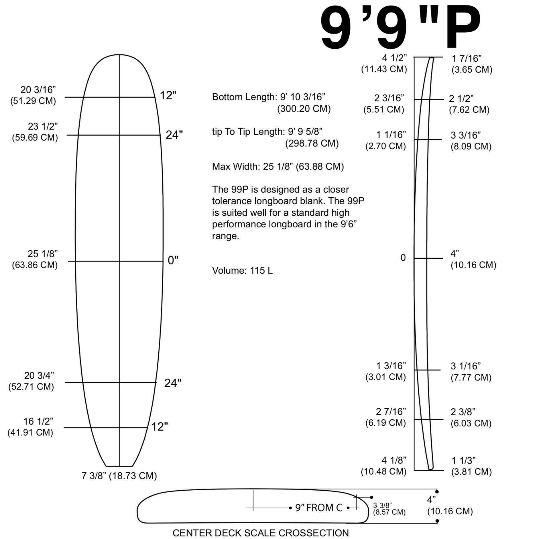 Barra de espuma MILLENNIUM - 9'9" P MoB YELLOW 3/16" Bajo - Rocker NATURAL