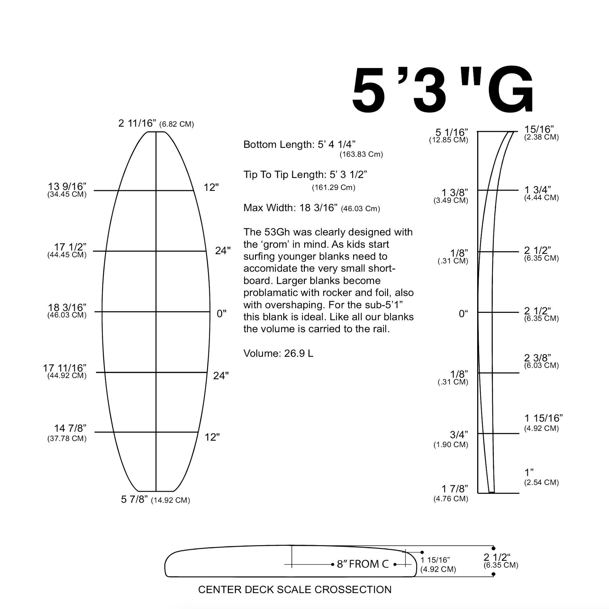 Barra de espuma MILLENNIUM - 5'3" G AZUL 1/8 BAJO