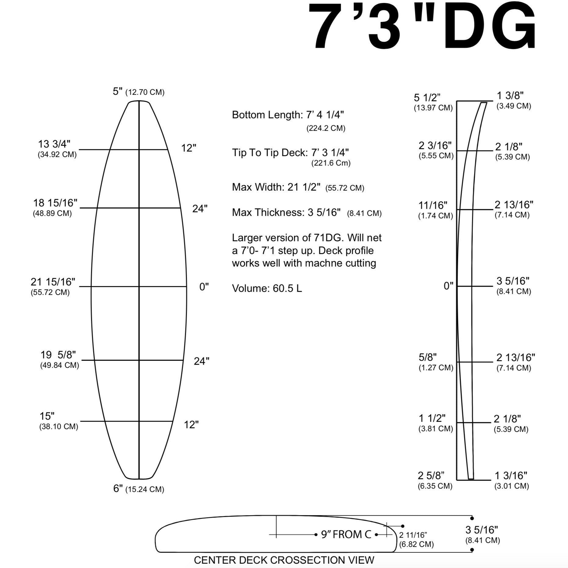 MILLENNIUM foam bar - 7'3" DG CLASSIC 3/16" BASS NATURAL RED