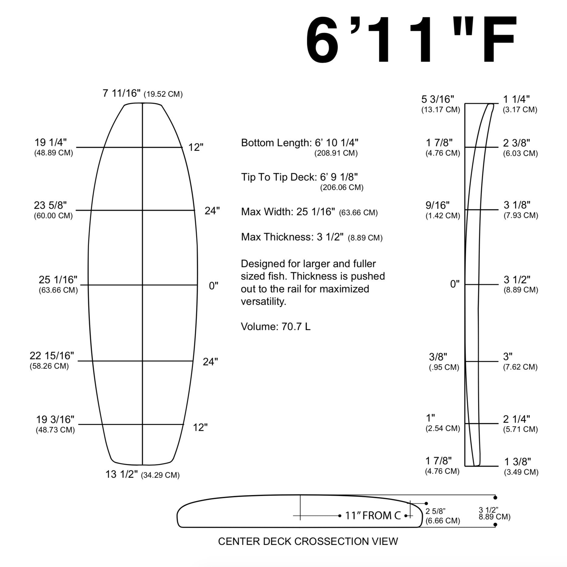 MILLENNIUM foam bar - 6'11" F BLUE CLASSIC 1/8" BASS NATURAL
