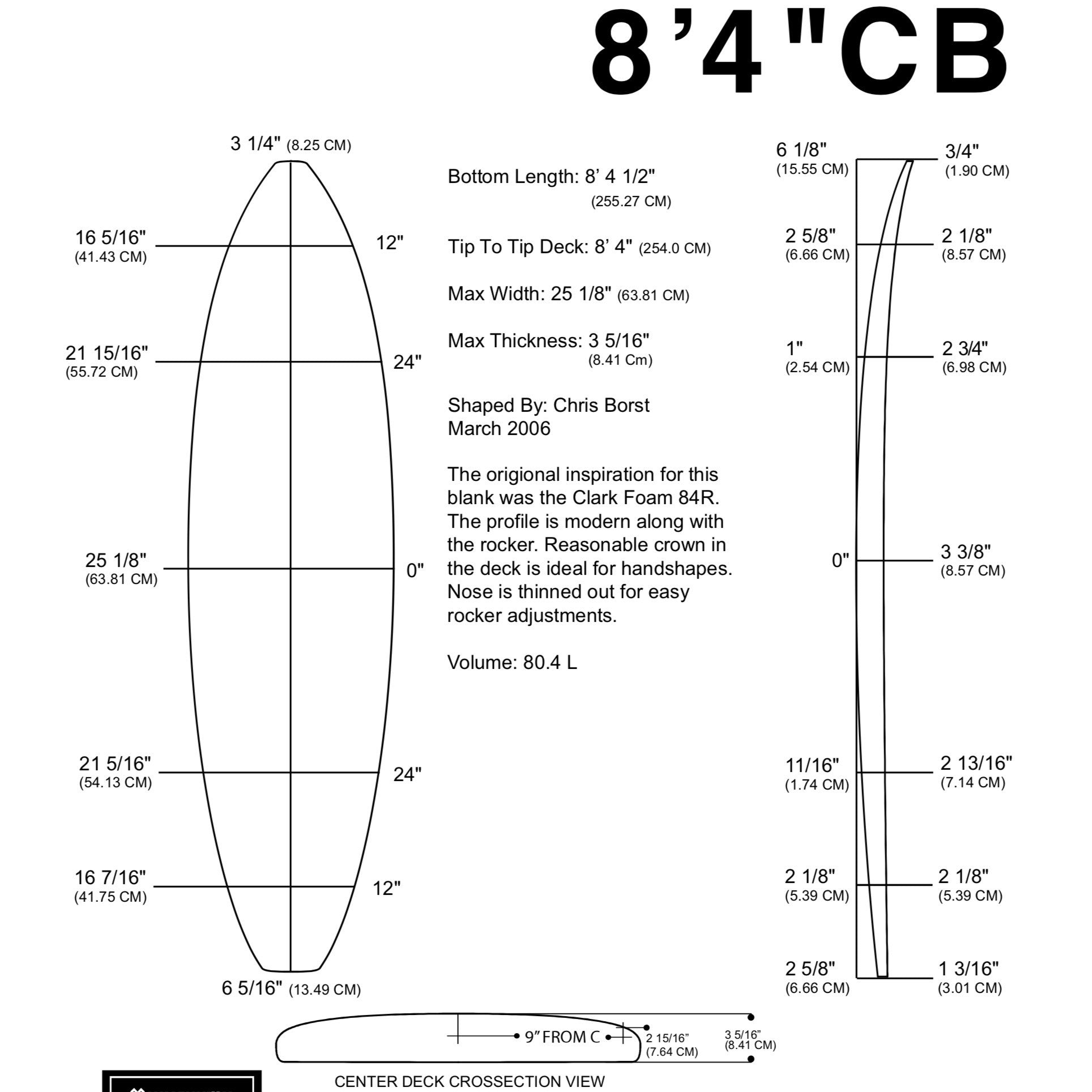 MILLENNIUM foam bar - 8'4" CB 1/4" CEDAR BLUE