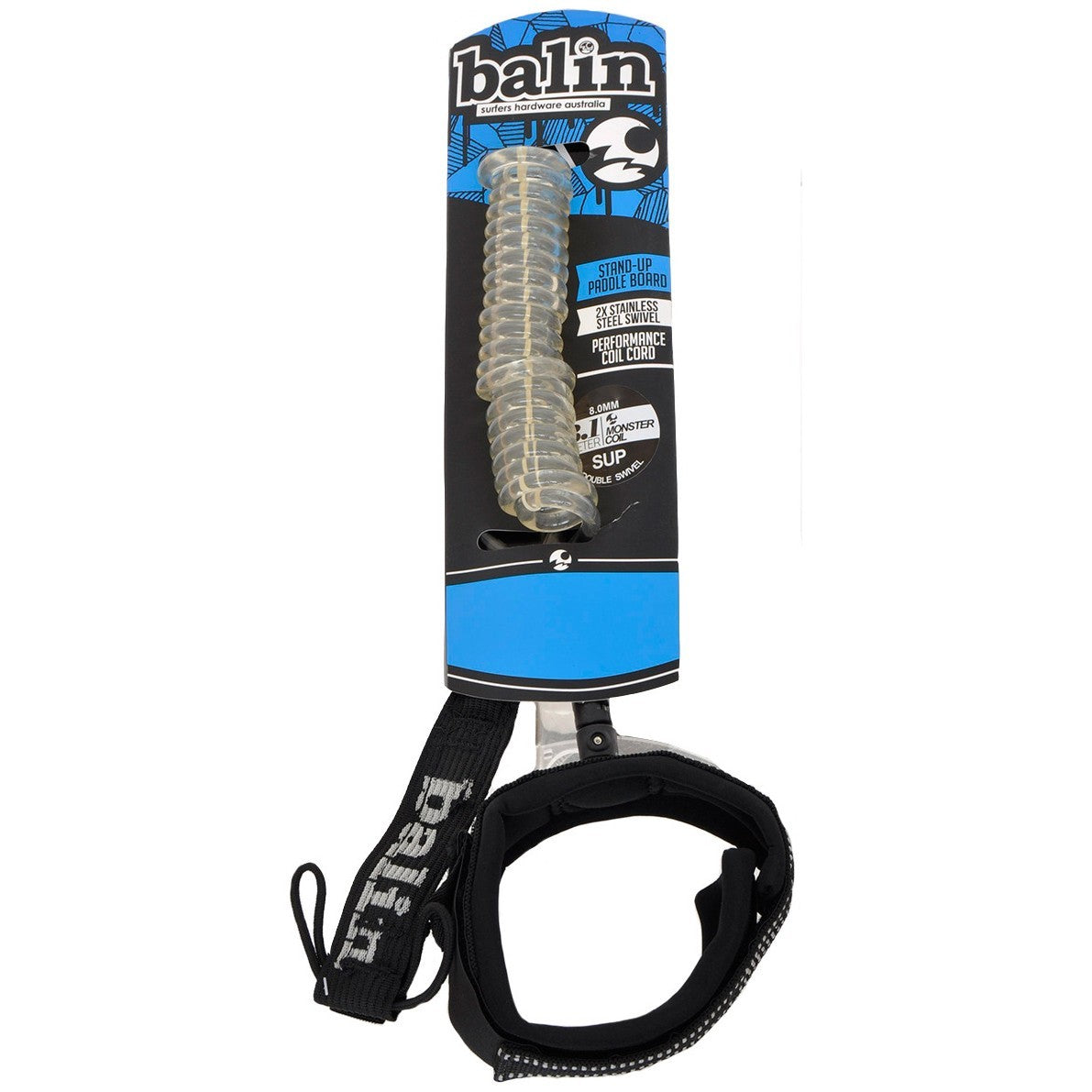 BALIN - Leash SUP Knee - Monster Coil (8mm) - Clear