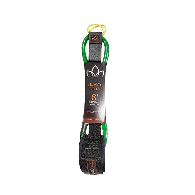 STAY COVERED - Heavy Duty Hand Tied Longboard / SUP Leash (8mm) - Green