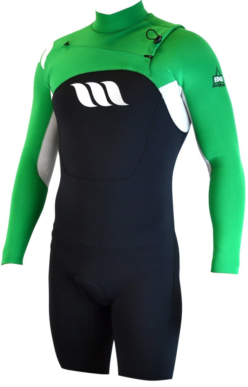 WEST - Surf wetsuit - Edge Spring Suit long sleeves 2/2mm front zip - Black / Green 