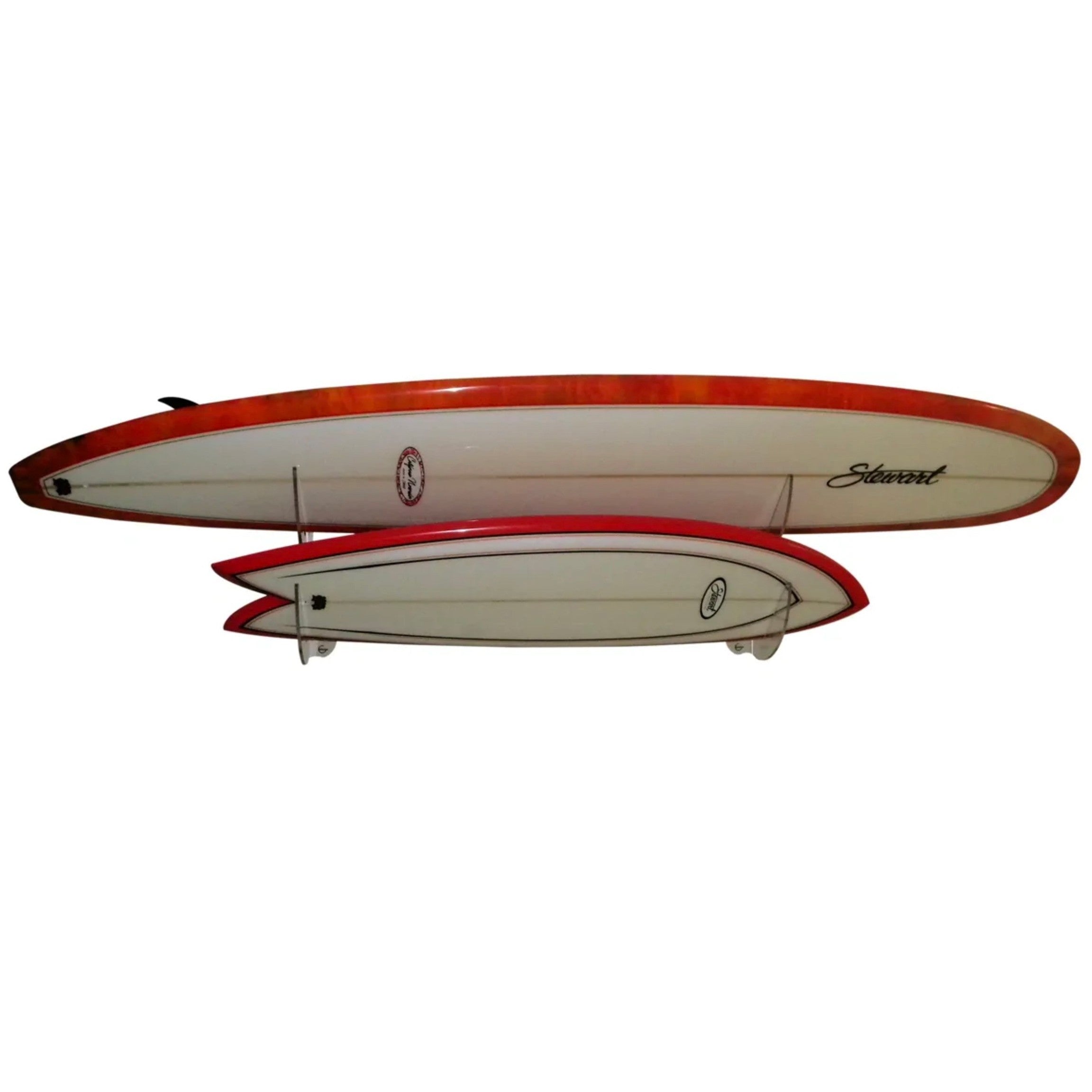 Double Horizontal Wall Mount ON THE WALL 45° Shortboards, Longboards, SUP