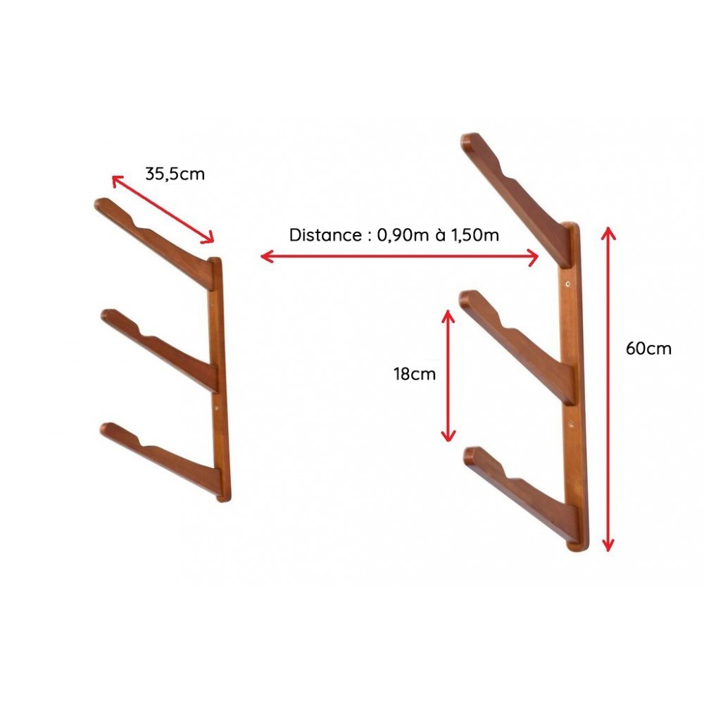 CORSURF - Support mural Multi Rack 3 Boards - Bamboo