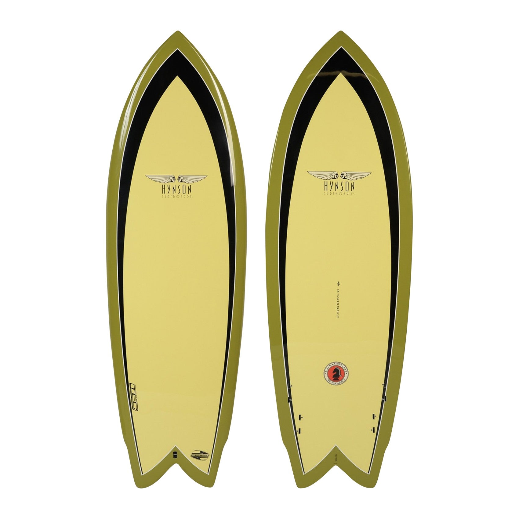 BOARDWORKS - Tabla de surf Hynson Black Knight Quad amarillo / verde (epoxi)