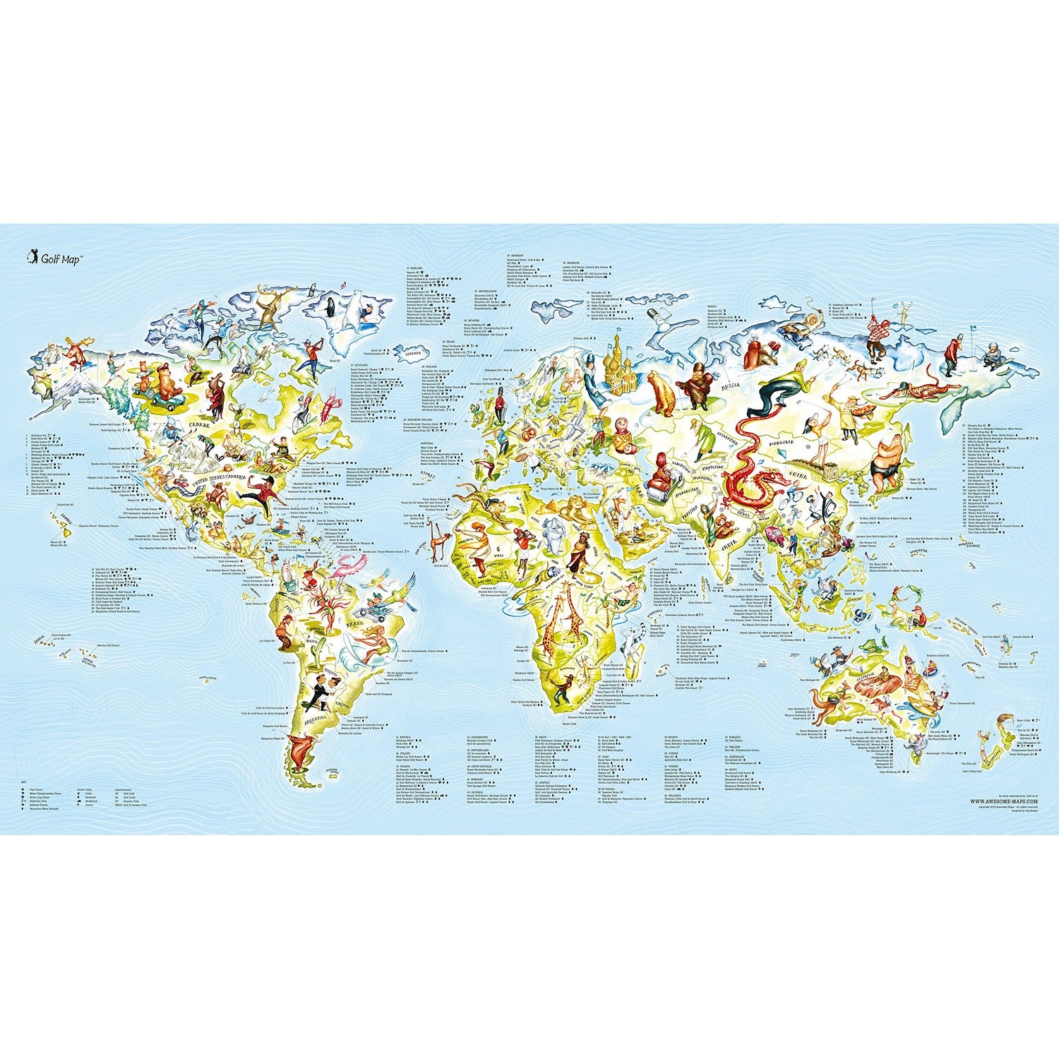 Awesome Maps - World Map Poster - Golf Map