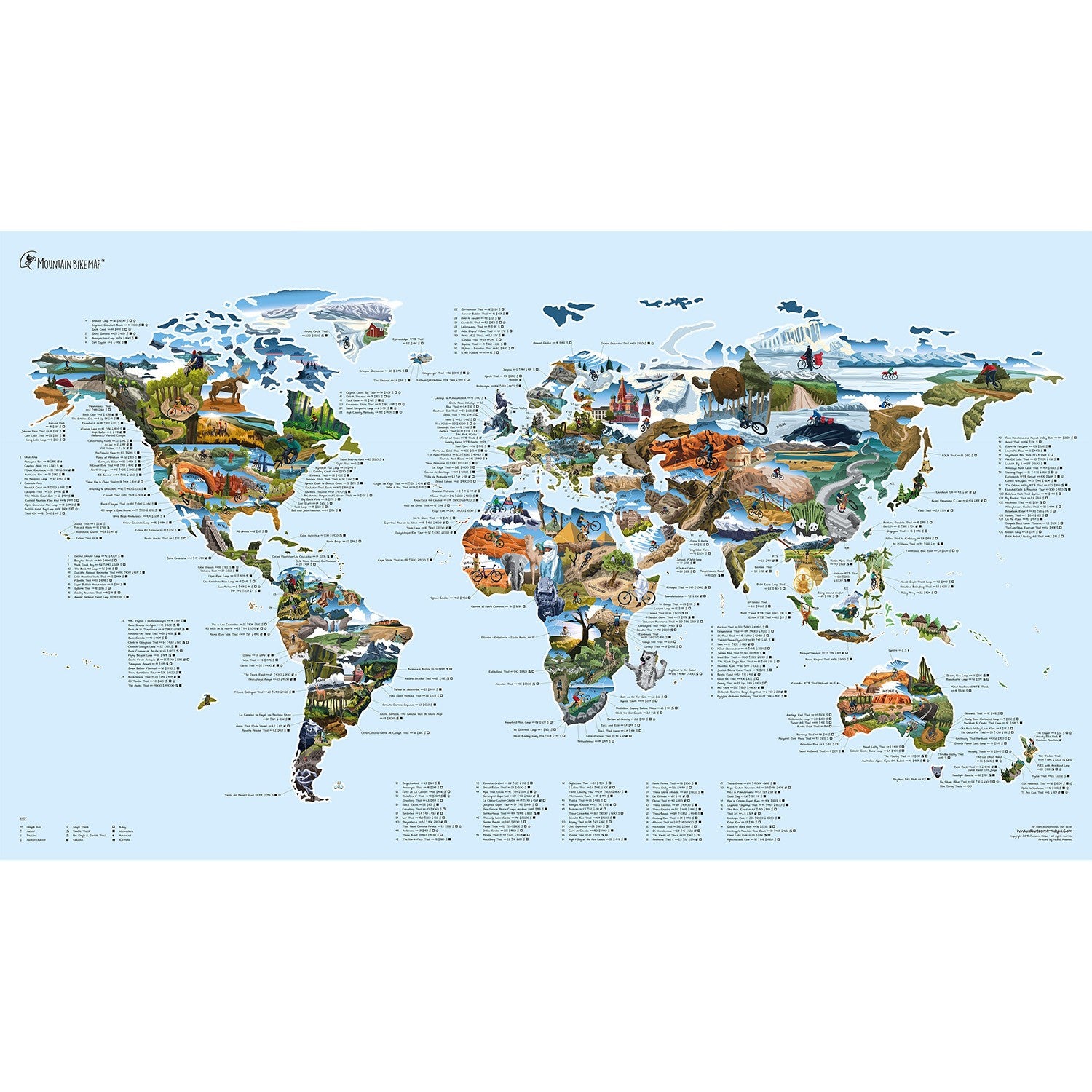 Awesome Maps - World Map Poster - Mountain Bike Map