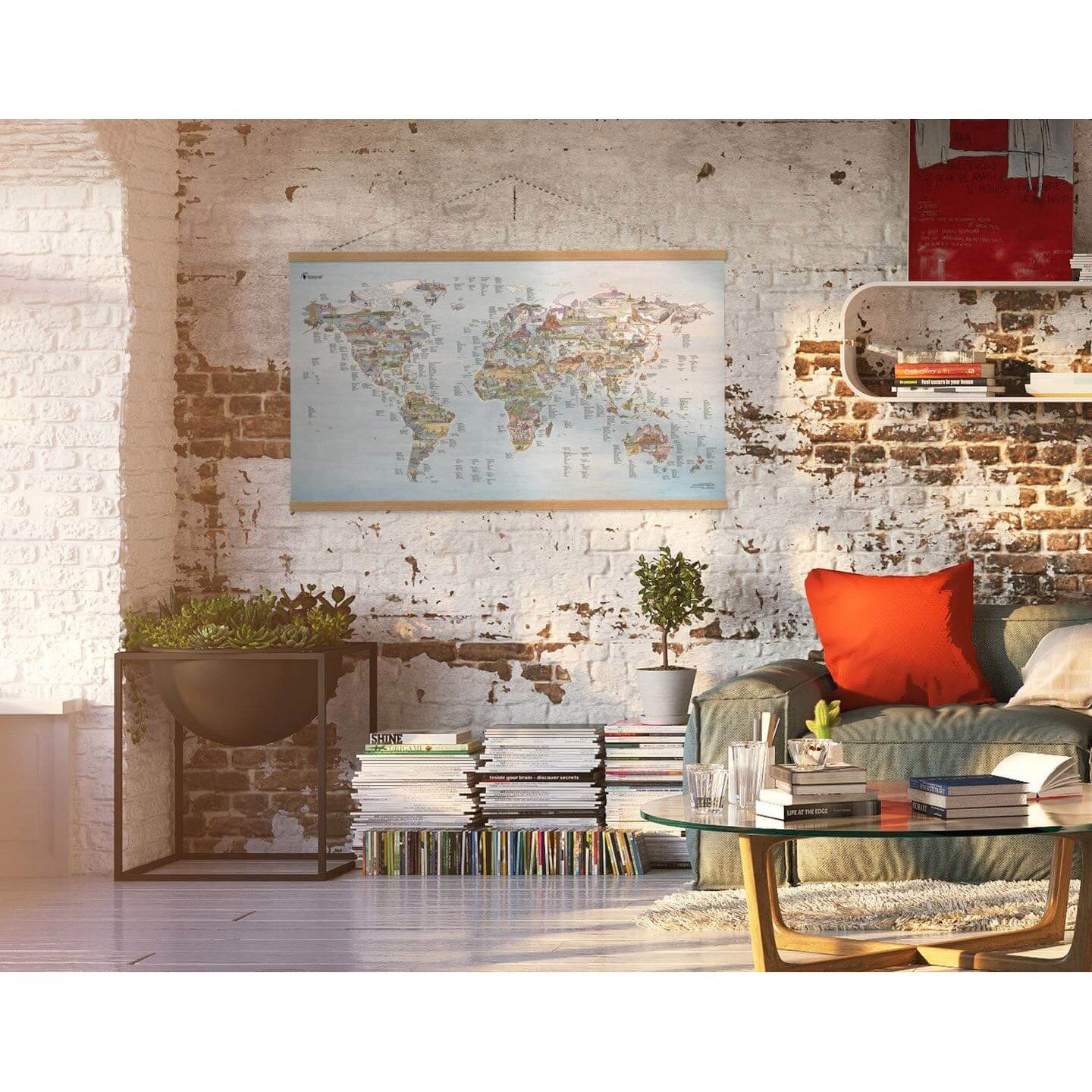 Awesome Maps - Poster Carte du Monde - Fishing Map Re-writable