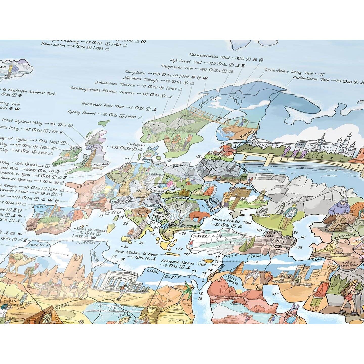 Awesome Maps - World Map Poster Hiking Map Re-writable