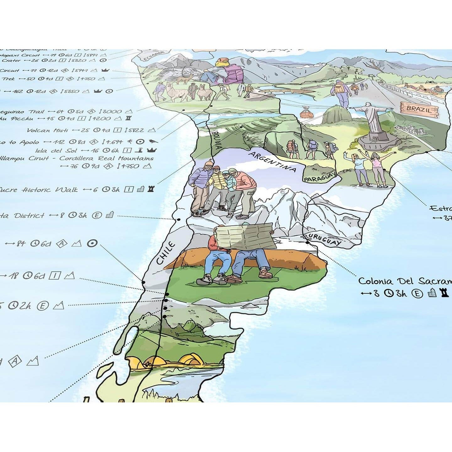 Awesome Maps - Poster Carte du Monde Hiking Map Re-writable