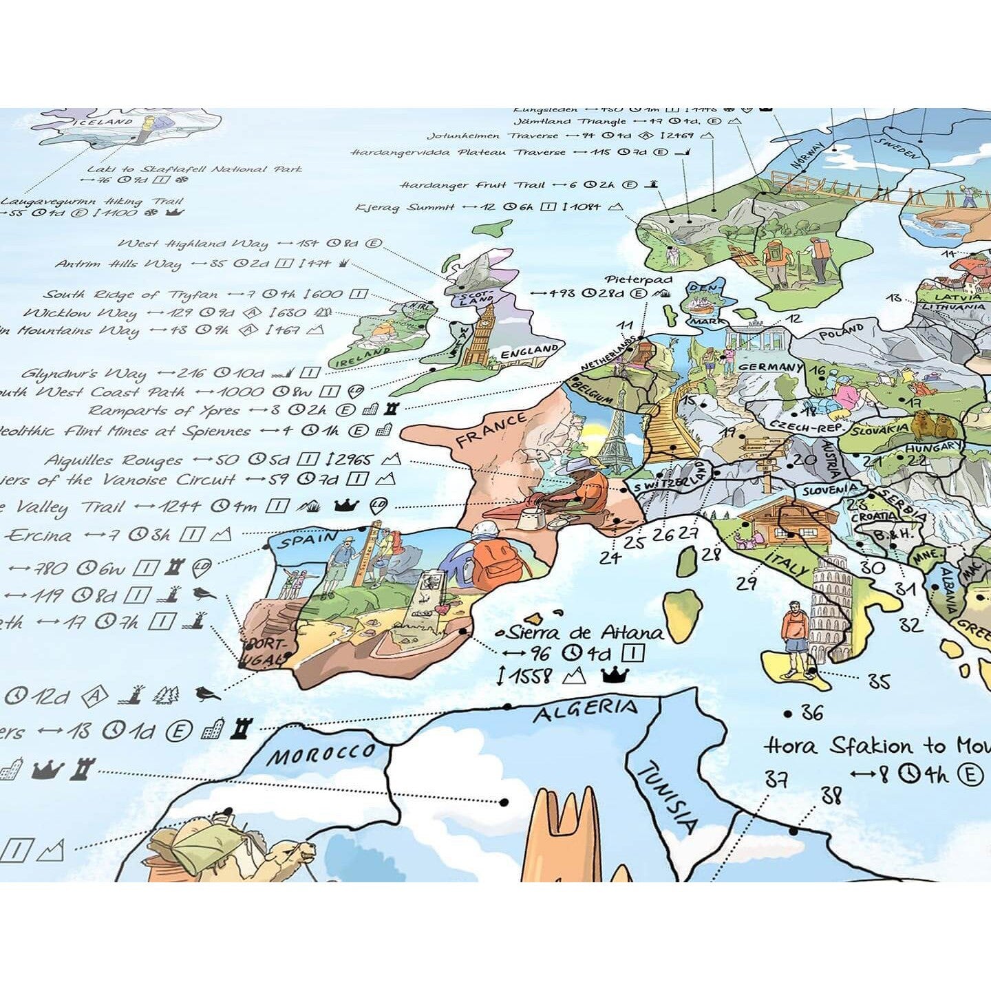 Awesome Maps - World Map Poster Hiking Map Re-writable