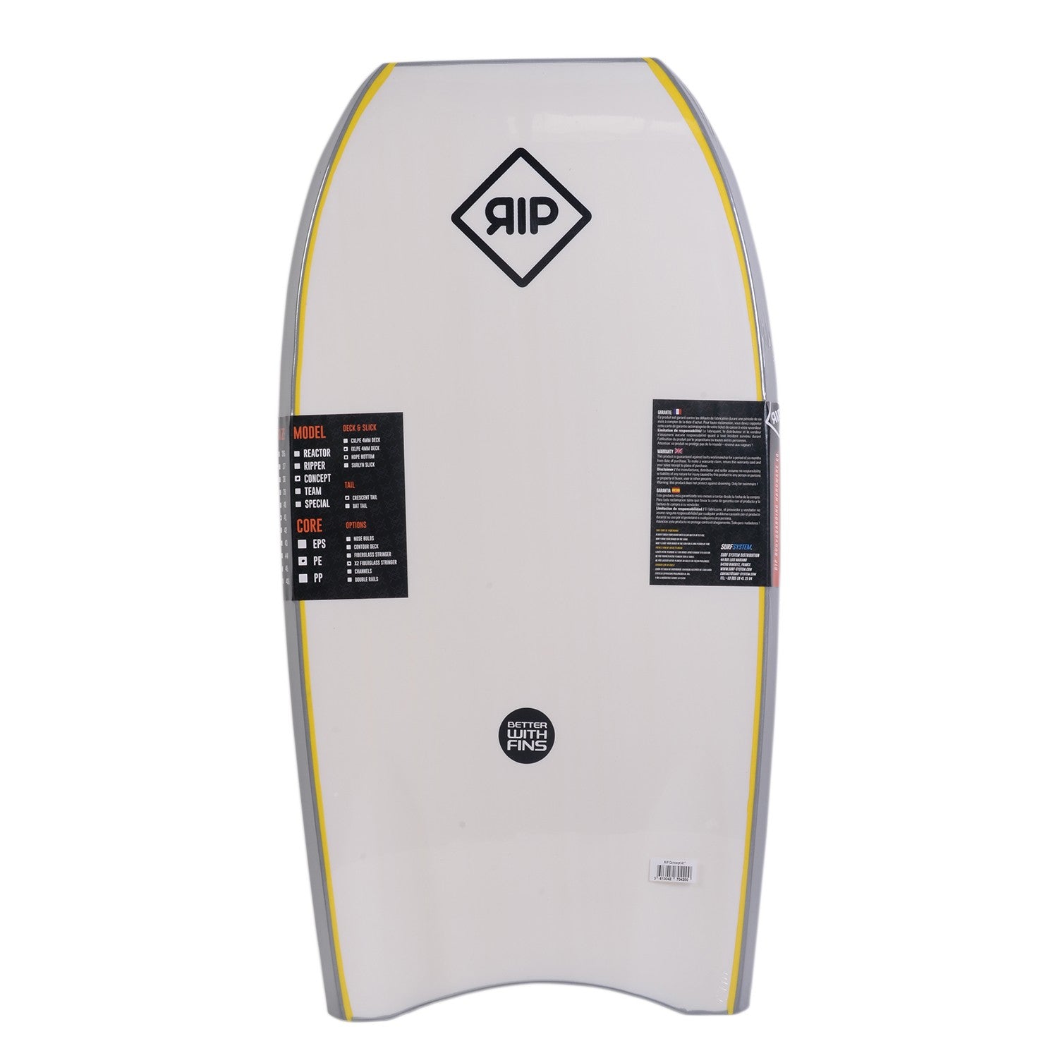 RIP Bodyboard - Concept (PE) Stringer - Gray / White