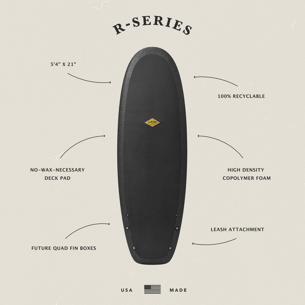 Tablas de surf ALMOND - Serie R 5'4 - Terrazo