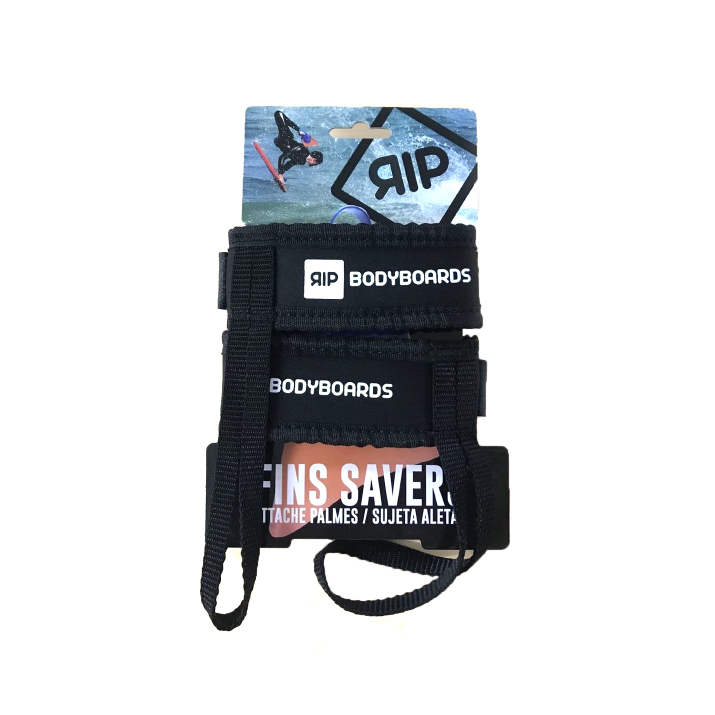 RIP Bodyboard - Paire de Leash de Palmes - Fin Savers Black