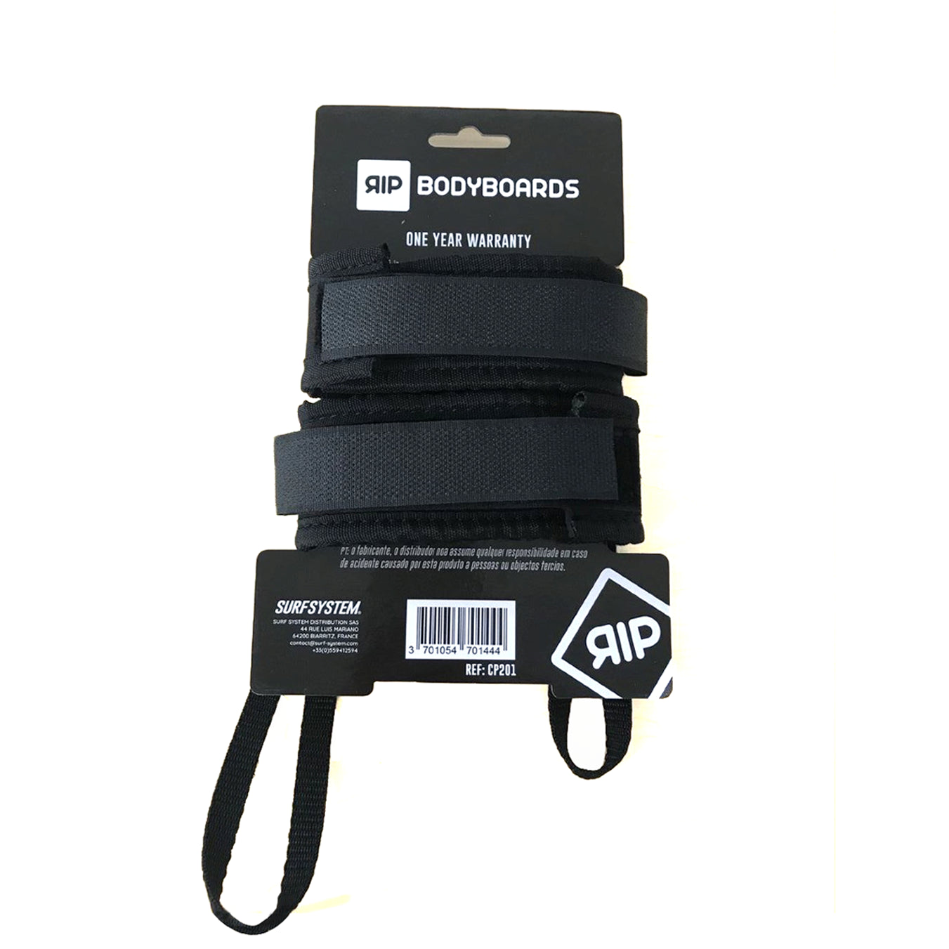 RIP Bodyboard - Paire de Leash de Palmes - Fin Savers Black