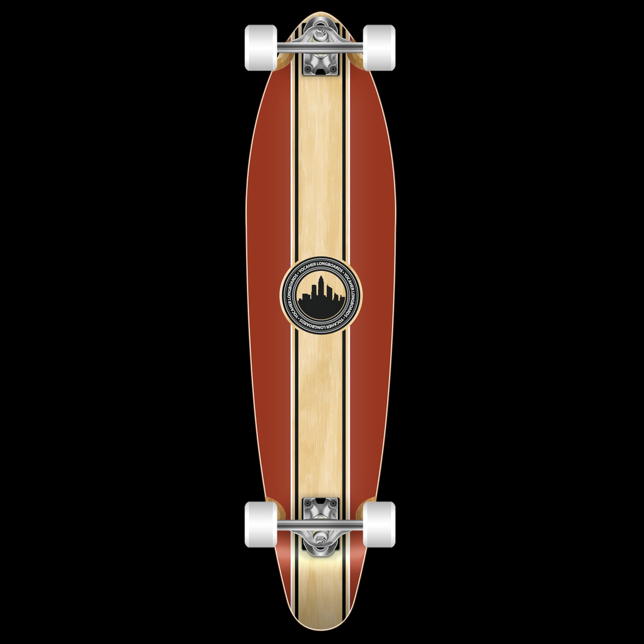 YOCAHER - Longboard Crest Burgundy Kicktail - Tabla completa