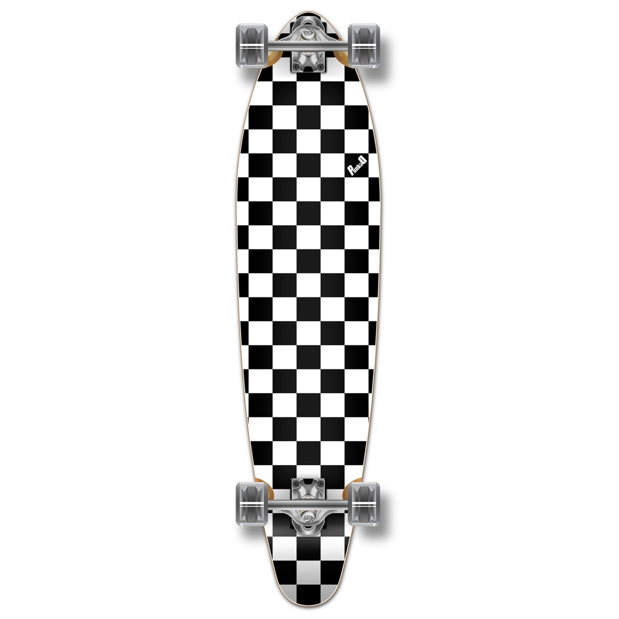 YOCAHER - Longboard Checker White Kicktail - Tabla completa