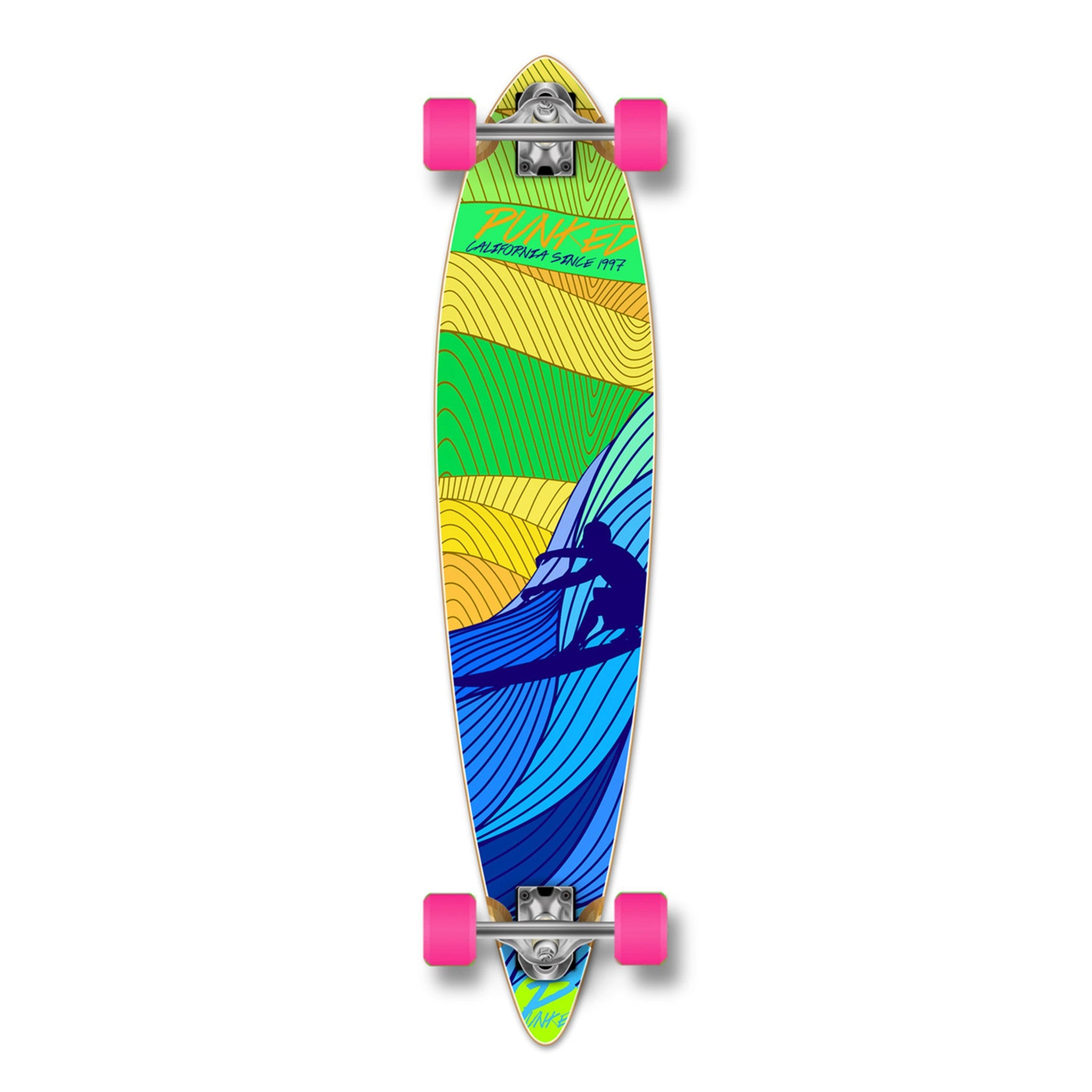 YOCAHER - Surf's Up Pintail Longboard - Complete Board