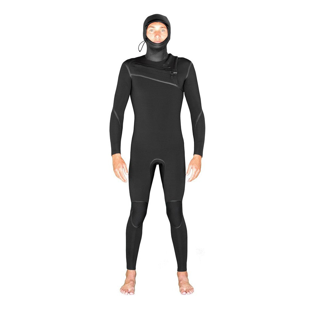 GYROLL Wetsuit - 5/4mm Shield Hooded Chest Zip - Black
