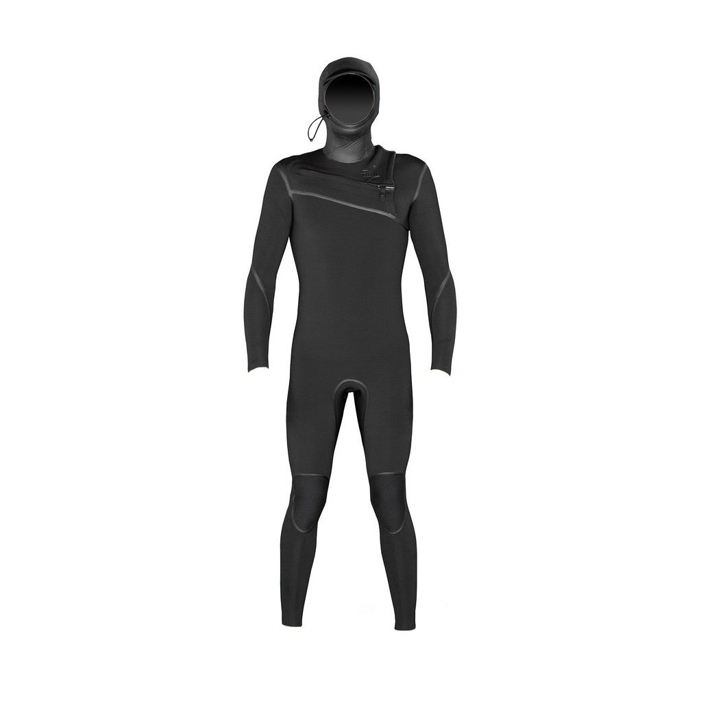 GYROLL Wetsuit - 5/4mm Shield Hooded Chest Zip - Black