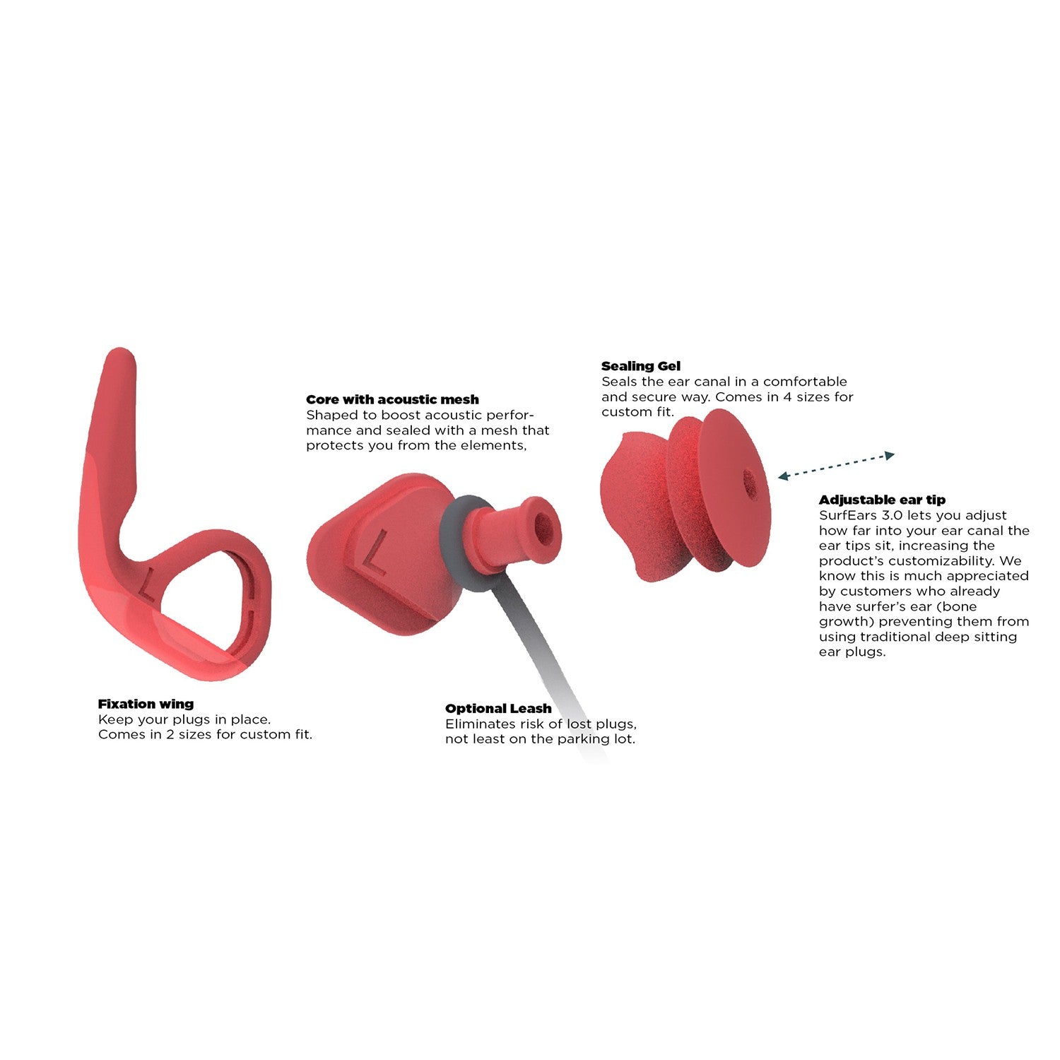 Surf Ears - Tapones para los oídos universales para surf