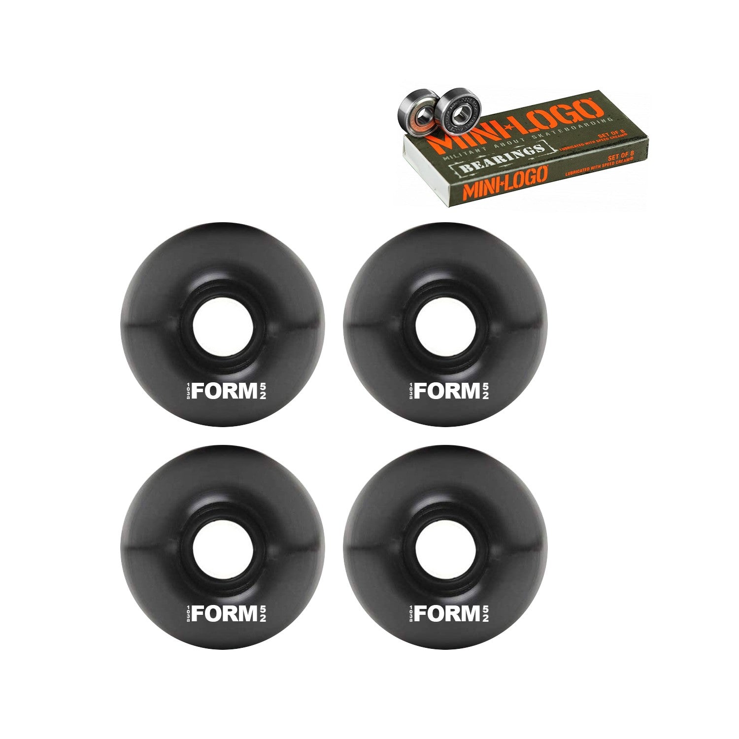 Pack wheels &amp; bearings - FORM 52mm Wheels + Mini Logo Bearings