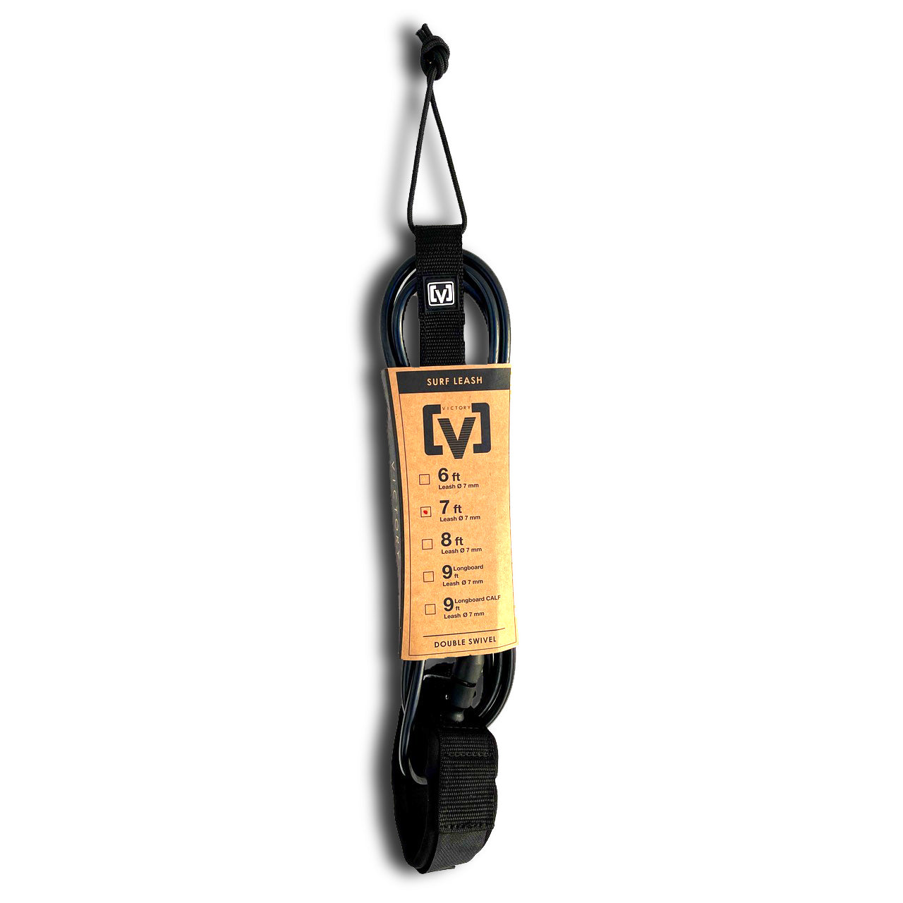 VICTORY - Surf Leash Regular 7' - Negro mate