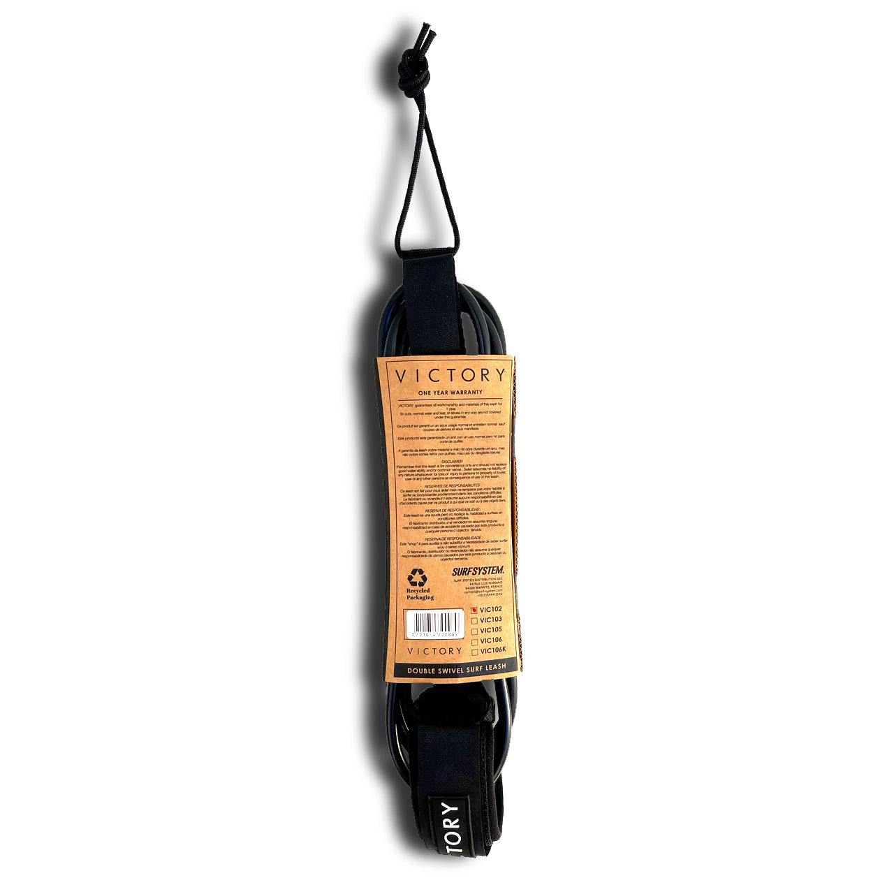 VICTORY - Surf Leash Regular 6' - Negro mate