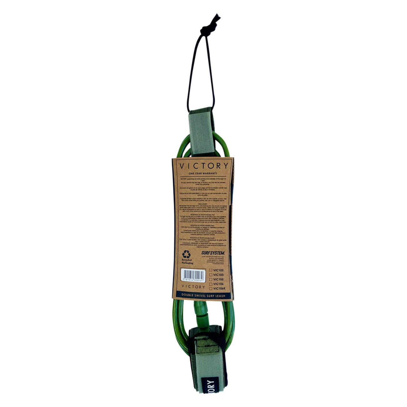 VICTORY - Surf Leash Regular 8' - Mat Green