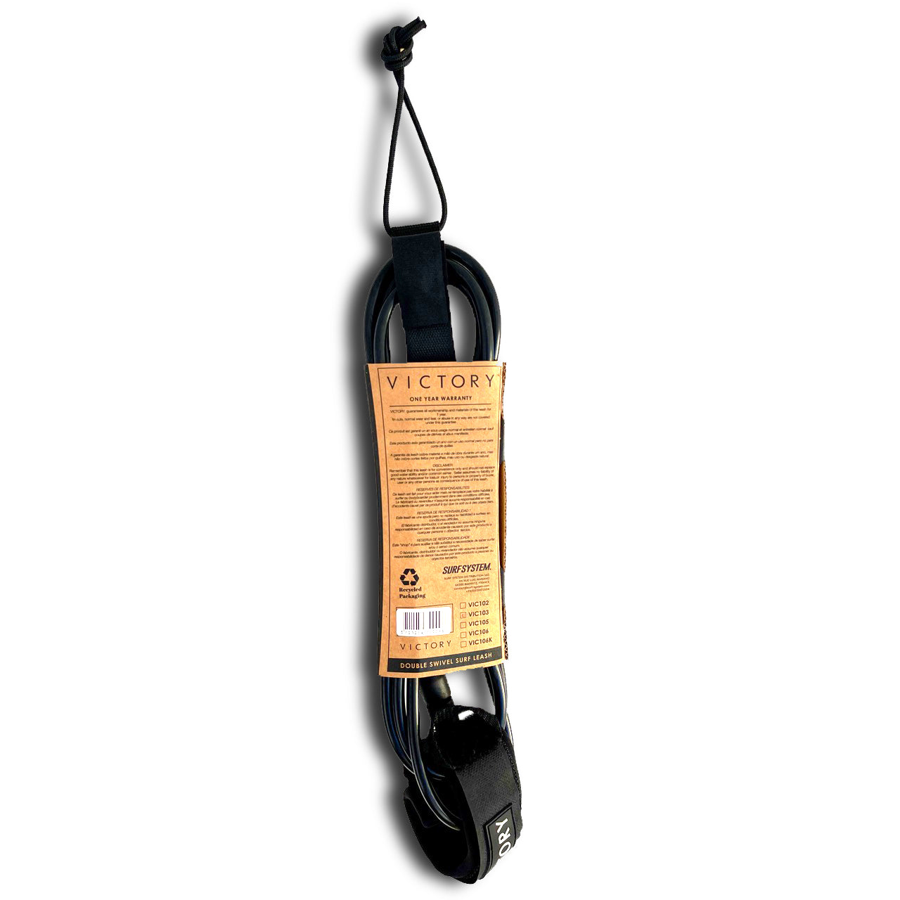 VICTORY - Surf Leash Regular 8' - Negro mate