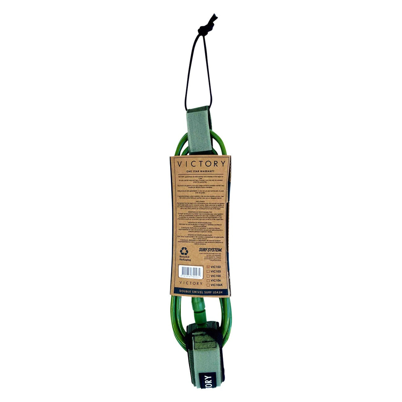 VICTORY - Surf Leash Regular 8' - Verde