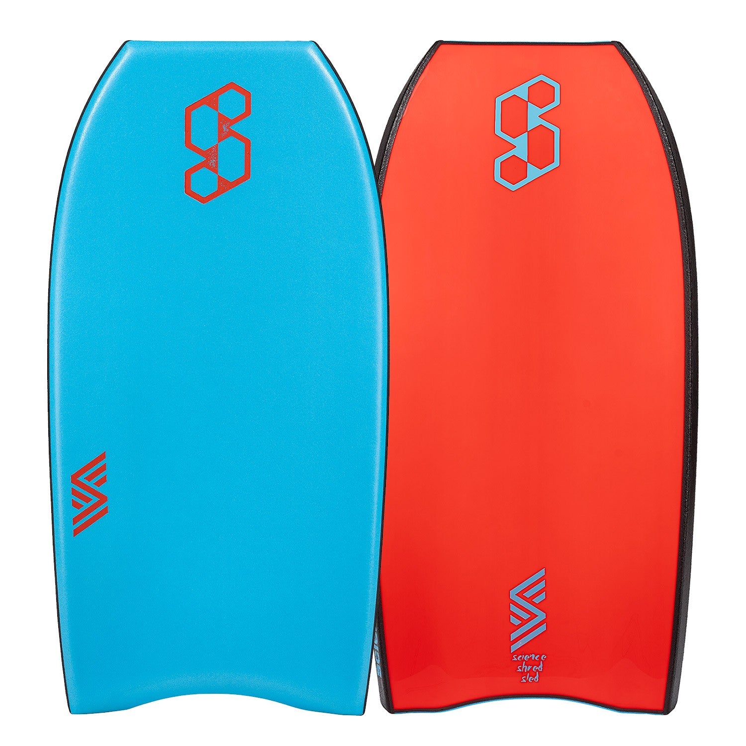 Science Bodyboard - Shred Sled Series PE - Aqua / Fluro Red