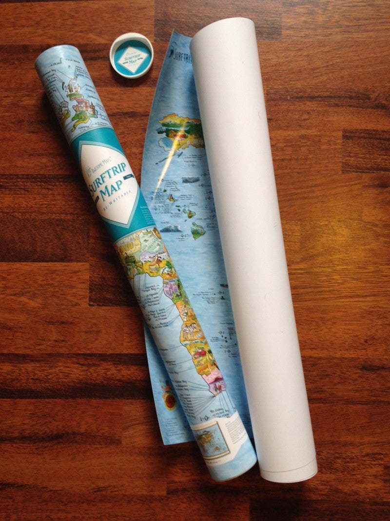 Awesome Maps - Poster Carte du Monde - Surf Trip Re-writable