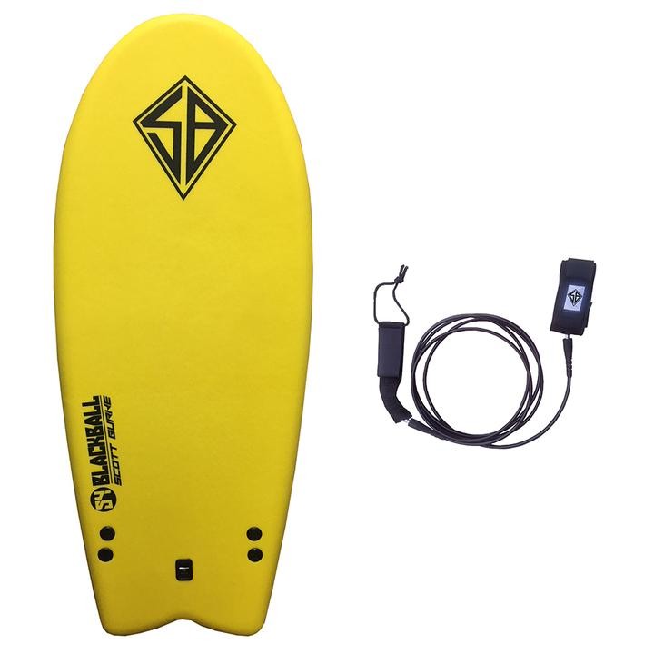 CBC - Foam surfboard -Softboard Black Ball - 5'4 Fish - Yellow
