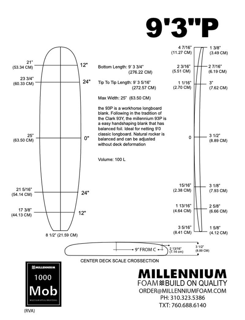 Barra de espuma MILLENNIUM - 9'3 - AZUL 3/8 BASS LSP ROCKER