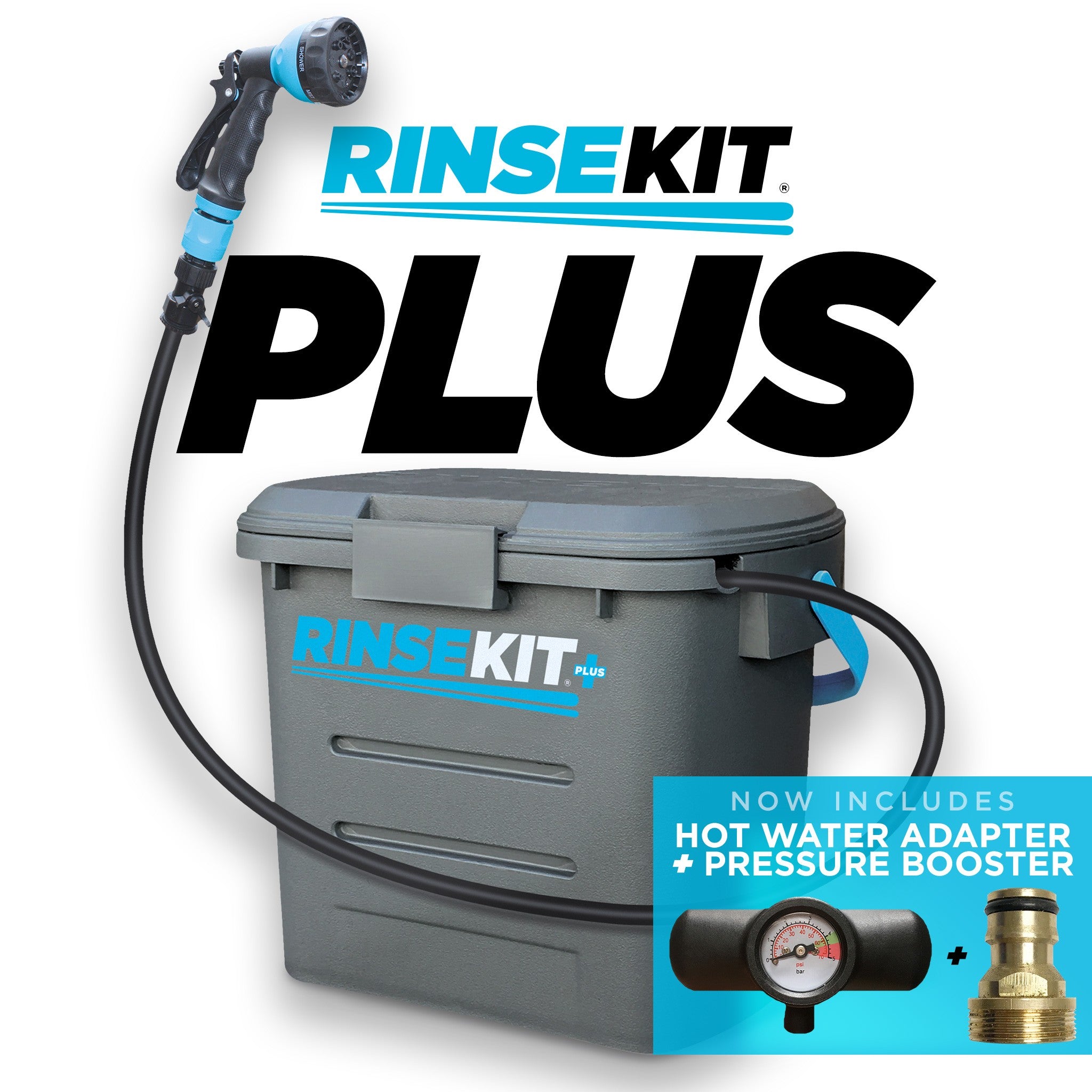 RINSEKIT PLUS PACK - Douche portable autonome avec Heater - Grey