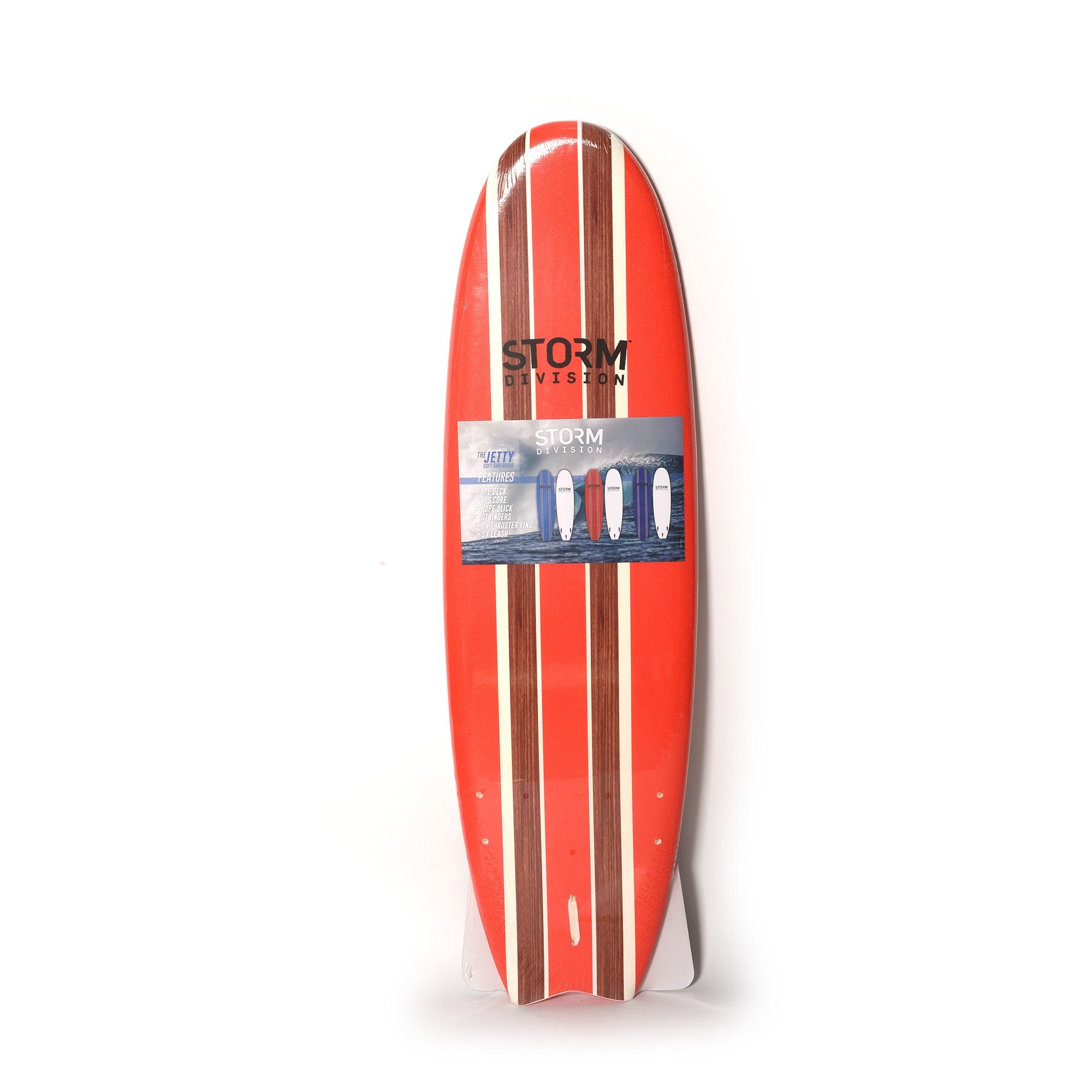 STORM DIVISION - Jetty Softboard - Foam Surfboard - 5'8 - Red