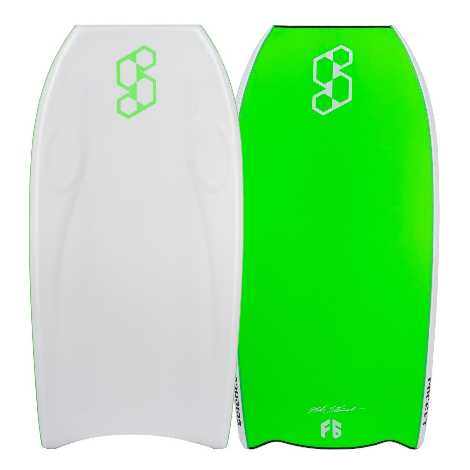 SCIENCE Bodyboard - Pocket Tech Crescent Tail (PE) - White / Fluro Green
