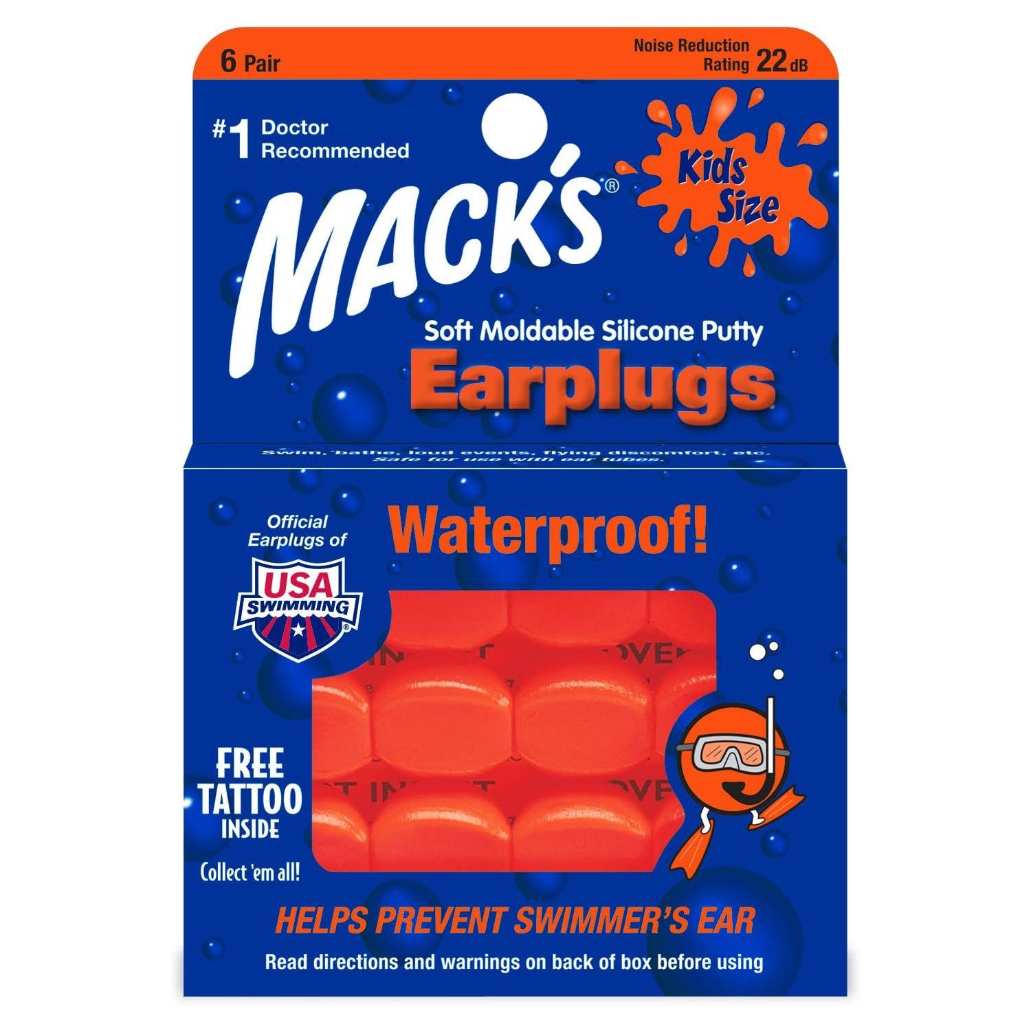 MACK'S EARPLUGS - Pillow Soft Kids - Tapones para los oídos para niños - 6 pares