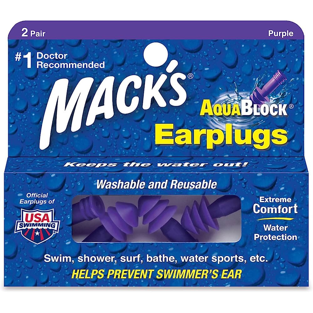 TAPONES PARA LOS OÍDOS MACK'S - Aqua Block - Púrpura - 2 pares
