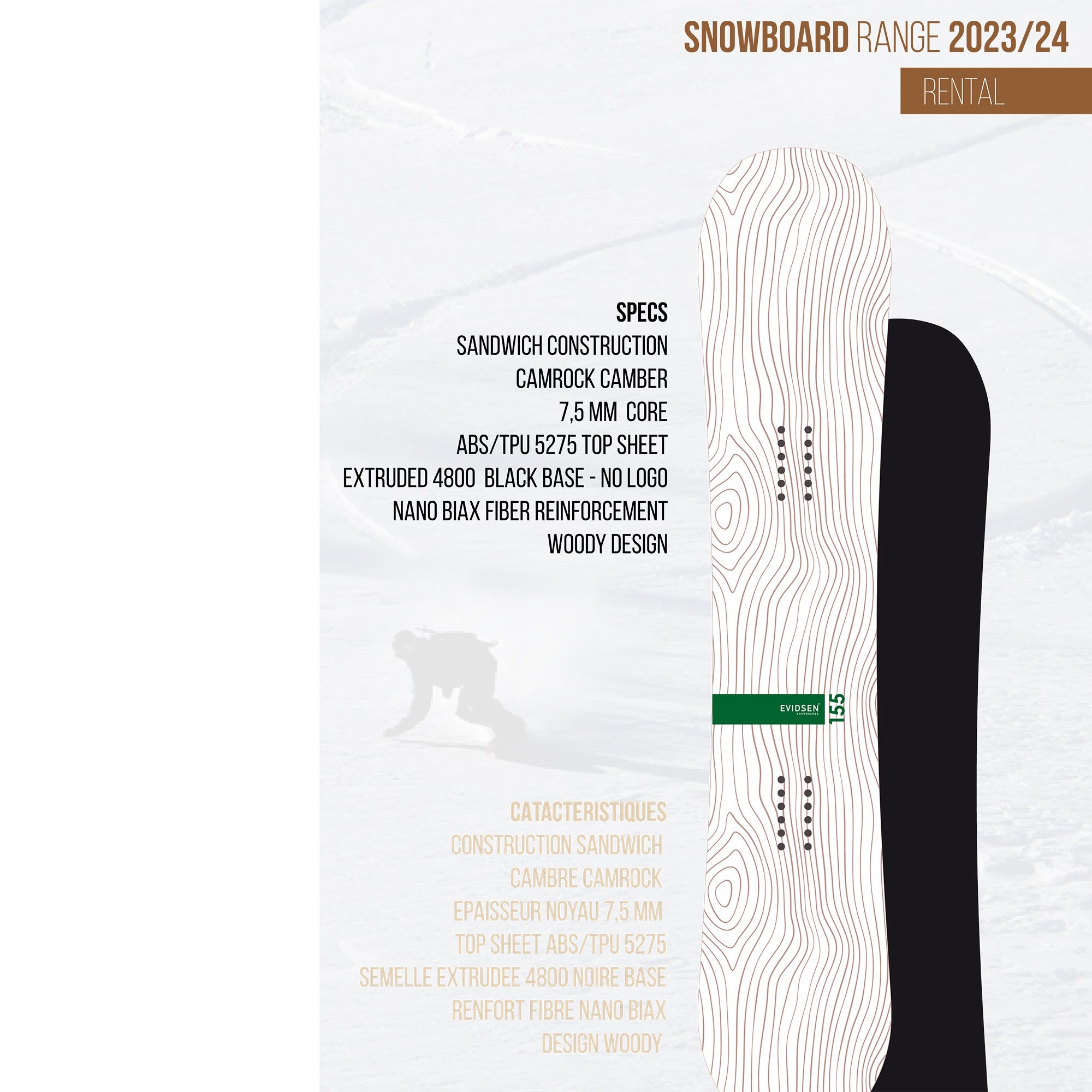 EVIDSEN SNOWBOARDS - Planche de Snowboard 163 WIDE